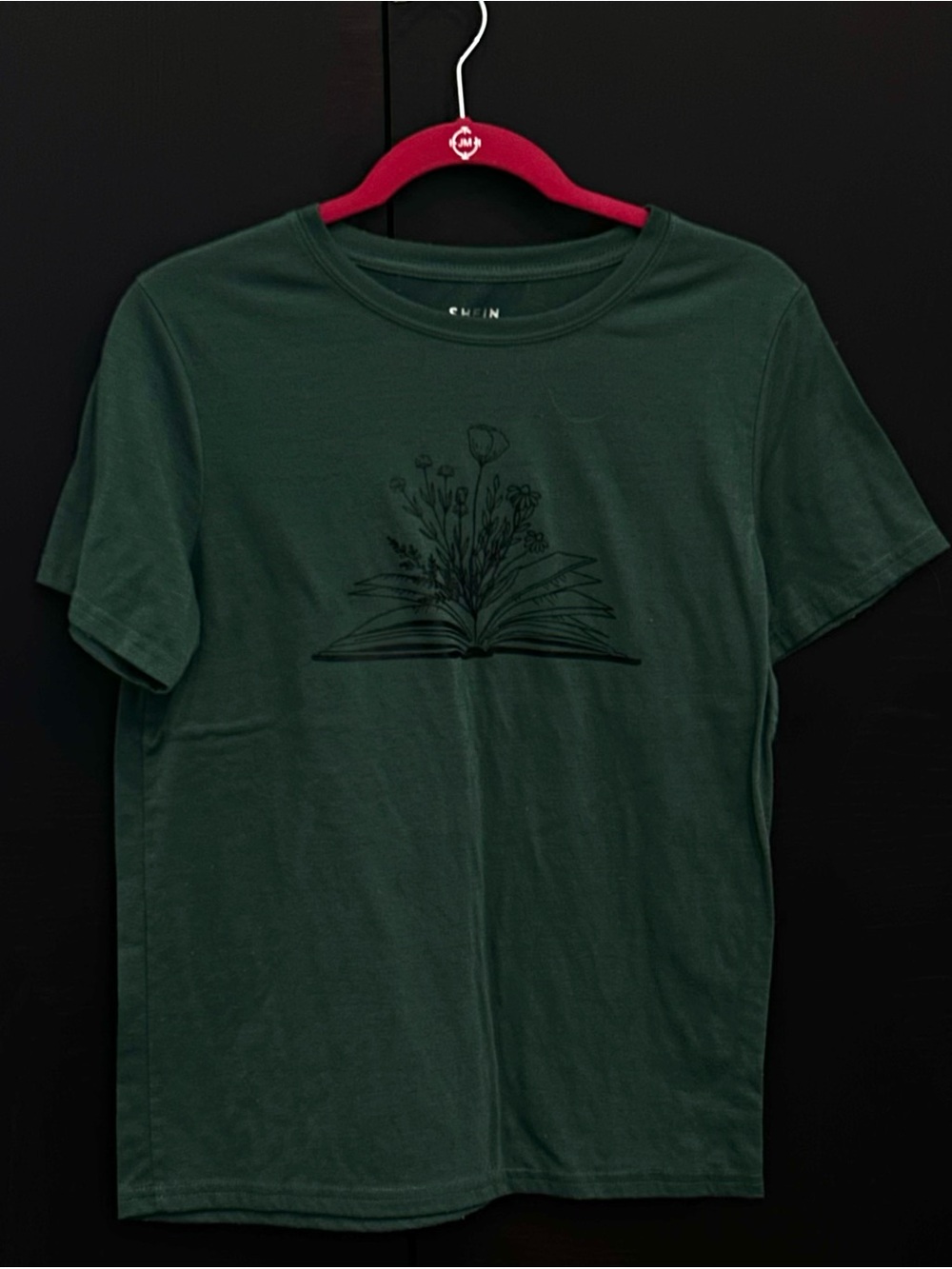 SHEIN Dark Green Botanical Graphic Tee